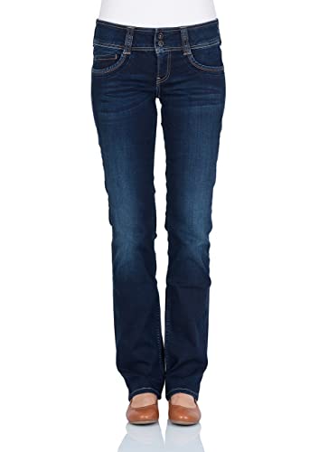 Pepe Jeans Damen Jeans Gen - Regular Fit - Blau - Mid Blue W24-W34 84% Baumwolle, Größe:31W / 32L, Farbvariante:Mid Blue H06 von Pepe Jeans