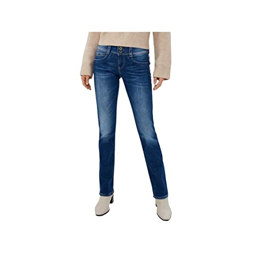 Pepe Jeans Damen Jeans Gen - Regular Fit - Blau - Royal Dark W24-W34 Baumwolle Stretch, Größe:26W / 32L, Farbvariante:Royal Dark D45 von Pepe Jeans