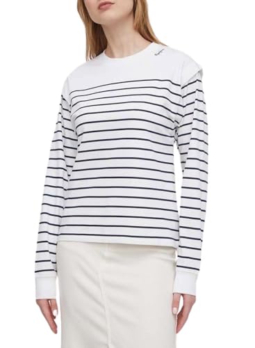 Pepe Jeans Damen Jena Sweatshirt, Weiß (White), S von Pepe Jeans