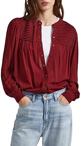 Pepe Jeans Damen Karol Blouse, Red (Burgundy), XS von Pepe Jeans