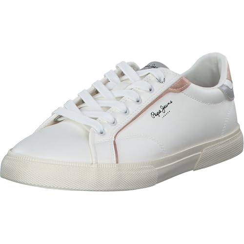 Pepe Jeans Damen Kenton Mix W Sneaker, Weiß (Factory White), 4 von Pepe Jeans