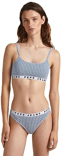 Pepe Jeans Damen Logo P STR BRLT Bra, Blue (Blue), L von Pepe Jeans