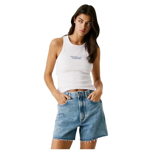 Pepe Jeans Damen Logo Rib Tank T-Shirt, Weiß (Weiß), M von Pepe Jeans