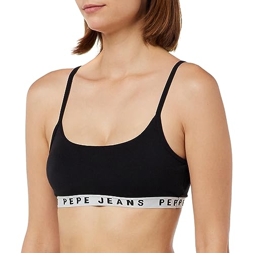 Pepe Jeans Damen Logo STR Brlt Bra, Black (Black), M von Pepe Jeans