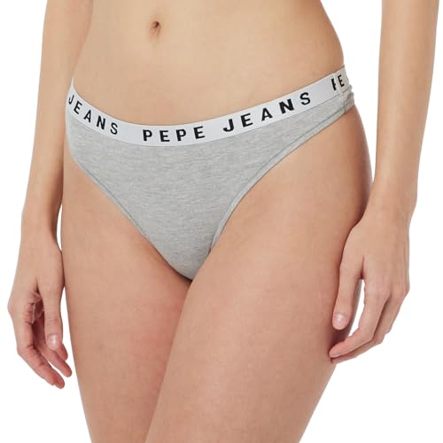 Pepe Jeans Damen Logo Thong Bikini Style Underwear, Grey (Grey Marl), L von Pepe Jeans