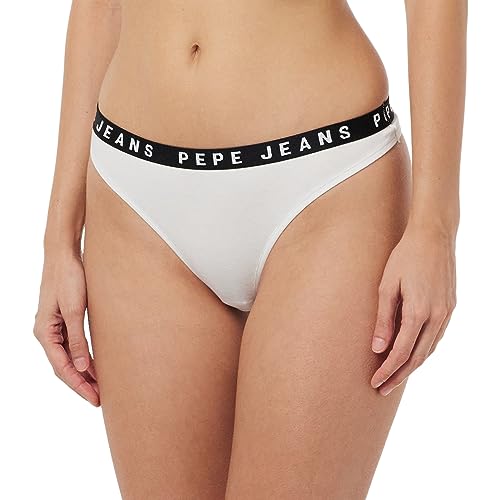 Pepe Jeans Damen Logo-tanga Unterwäsche im Bikini Stil, Weiß, L EU von Pepe Jeans