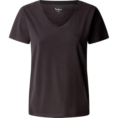 Pepe Jeans Damen Lolly V-Ausschnitt T-Shirt, Schwarz (Black), Large von Pepe Jeans