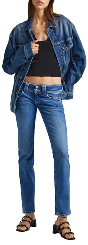 Pepe Jeans Damen Low Waist Slim mit Zwei Knöpfen PL204586 Jeans, Blue (Denim-VS3), 32W / 32L von Pepe Jeans