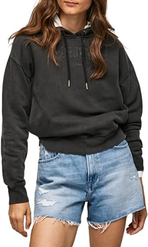 Pepe Jeans Damen Lua Sweatshirt, Black (Washed Black), L von Pepe Jeans