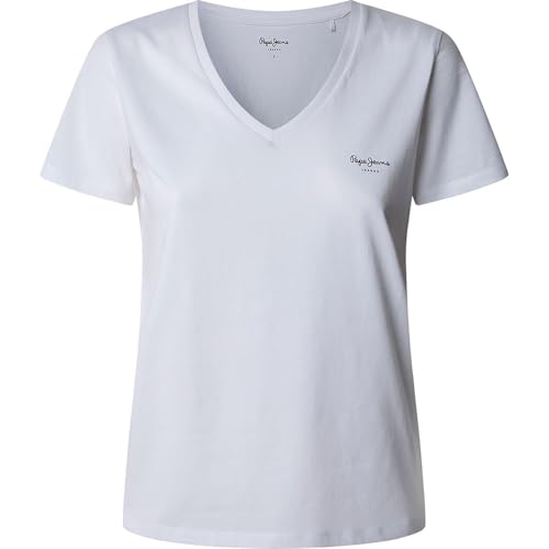 Pepe Jeans Damen Macy V-Neck T-Shirt, Weiß (Weiß), S von Pepe Jeans