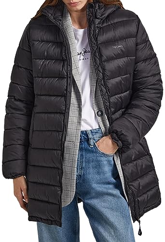 Pepe Jeans Damen Maddie Long Puffer Jacket, Black (Black), XS von Pepe Jeans