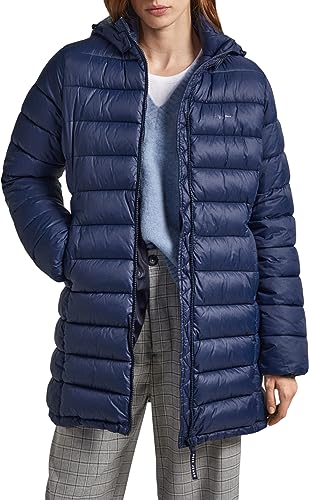 Pepe Jeans Damen Maddie Long Puffer Jacket, Blue (Dulwich), M von Pepe Jeans