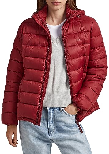 Pepe Jeans Damen Maddie Short Puffer Jacket, Red (Burgundy), XS von Pepe Jeans