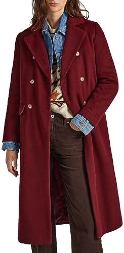 Pepe Jeans Damen Madison Long Coat, Red (Burgundy), XS von Pepe Jeans