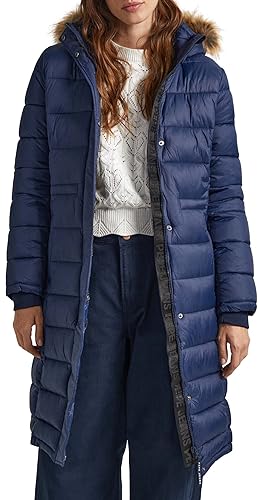 Pepe Jeans Damen May Long Puffer Jacket, Blue (Dulwich), L von Pepe Jeans