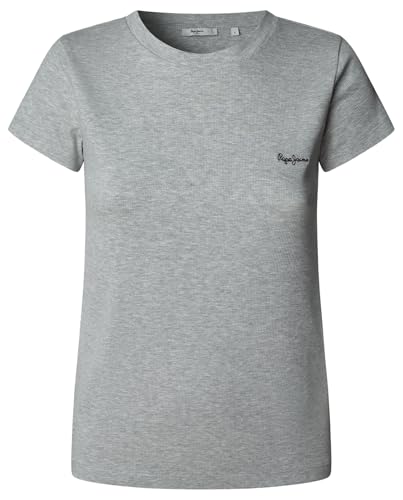 Pepe Jeans Damen Merida T-Shirt, Grau (meliertes Grau), L von Pepe Jeans