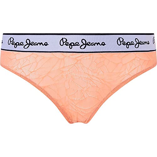 Pepe Jeans Damen Mesh Thong Bikini Style Underwear, Orange (Peach), L von Pepe Jeans