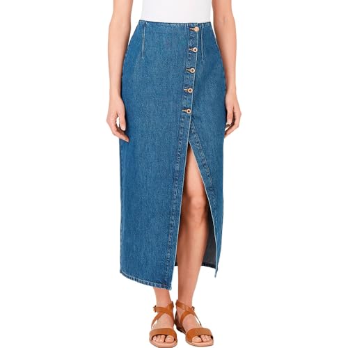 Pepe Jeans Damen Midi Skirt Hw Slit Rock, Blau (Denim), S von Pepe Jeans