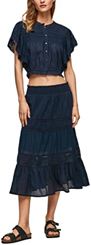 Pepe Jeans Damen Pelia Skirt, Blue (Dulwich), S von Pepe Jeans