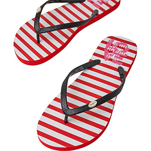 Pepe Jeans Damen RAKE Love Thong Sandals, Red, 38 EU von Pepe Jeans