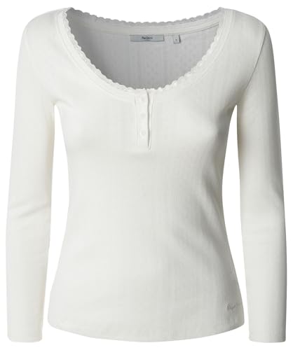 Pepe Jeans Damen Ramy T-Shirt, Weiß (Mousse-Weiß), M von Pepe Jeans