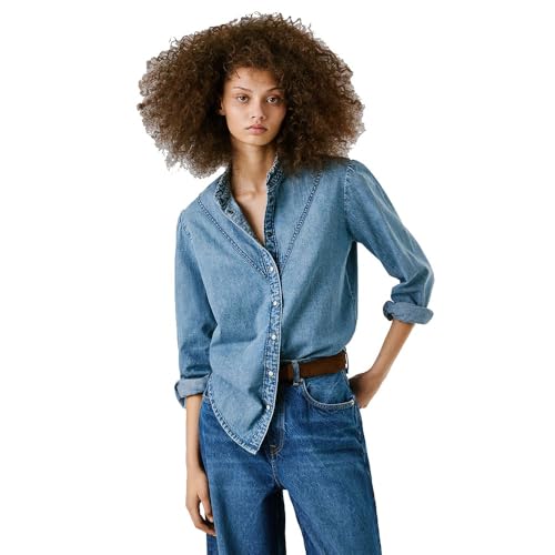 Pepe Jeans Damen Regular Denim Blouse Hemd, Blau (Denim-3v3), L von Pepe Jeans