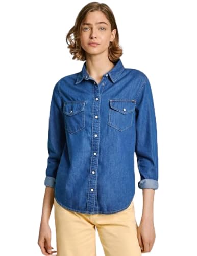Pepe Jeans Damen Regular Shirt PL304894 Jeanshemd, Blue (Denim-HT8), XL von Pepe Jeans