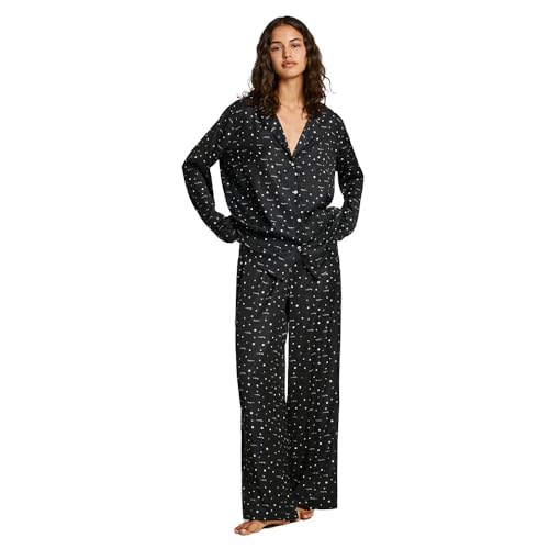 Pepe Jeans Damen Star Silky Pj Set Schlafanzug, Schwarz (Black), 42 von Pepe Jeans