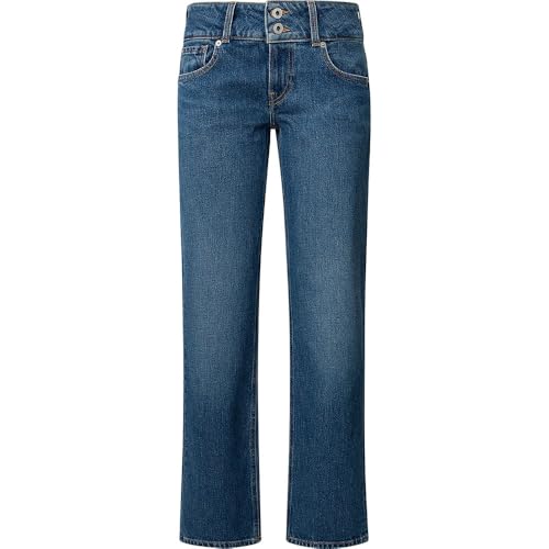 Pepe Jeans Damen Straight Lw Jeans, Blau (Denim-Ee3), 34W x 30L von Pepe Jeans