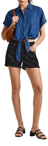 Pepe Jeans Damen Straight Short Hw Shorts, Schwarz (Denim-XG8), 31W von Pepe Jeans