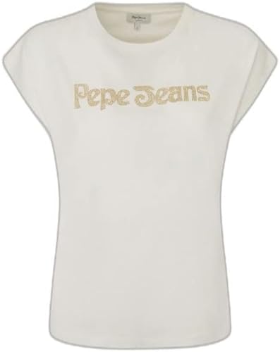 Pepe Jeans Damen T-Shirt Carli, Weiß (Mousse), L von Pepe Jeans