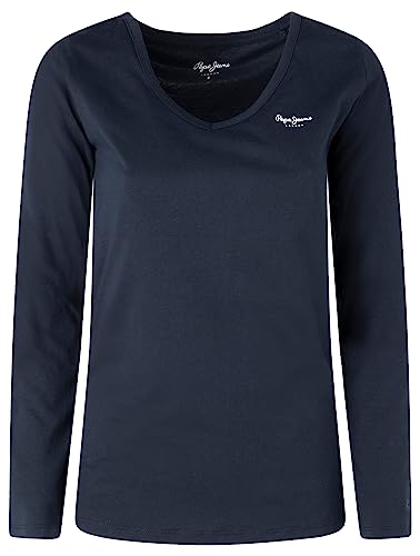 Pepe Jeans Damen T-Shirt Corine L/S, Blau (Dulwich), XS von Pepe Jeans