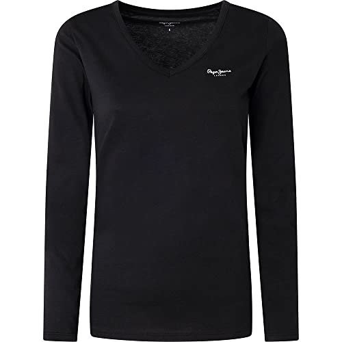 Pepe Jeans Damen T-Shirt Corine L/S, Schwarz (Black), S von Pepe Jeans