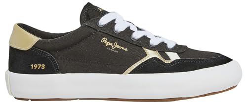 Pepe Jeans Damen Travis Brit W Sneaker, Schwarz (Schwarz), 5 von Pepe Jeans