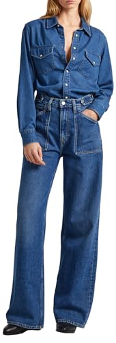 Pepe Jeans Damen Ultra High Waist Utility Weites Bein PL204612 Jeans, Blue (Denim), 26W / 30L von Pepe Jeans