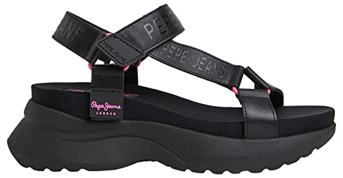 Pepe Jeans Damen Venus ACE Platform Sandals, Black, 39 EU von Pepe Jeans