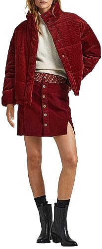 Pepe Jeans Damen Vicky Cord Skirt, Red (Burgundy), S von Pepe Jeans