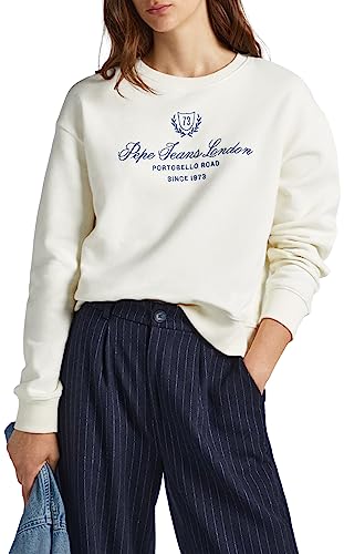 Pepe Jeans Damen Vilma Hooded Sweatshirt, White (Mousse), XL von Pepe Jeans