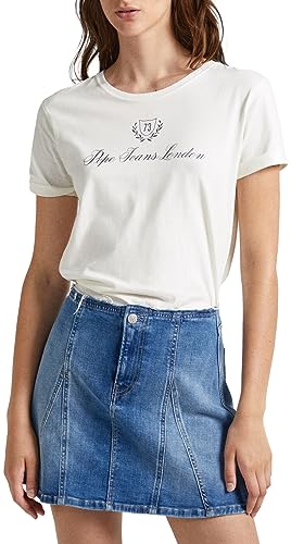 Pepe Jeans Damen Vivian T-Shirt, White (Mousse), M von Pepe Jeans
