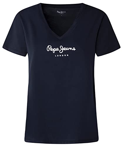 Pepe Jeans Damen Wendy V Neck T-Shirt, Blue (Dulwich), S von Pepe Jeans