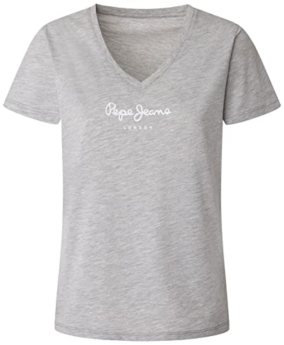 Pepe Jeans Damen Wendy V Neck T-Shirt, Grey (Grey Marl), XS von Pepe Jeans