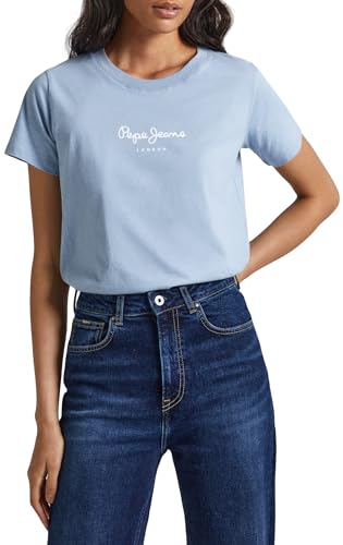 Pepe Jeans Damen Wendys T-Shirt, Blue (Steel Blue), XS von Pepe Jeans