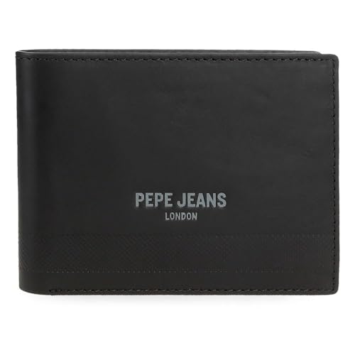 Pepe Jeans Deep Geldbörse mit Geldbörse schwarz 12,5 x 9,5 x 1 cm Leder by Joumma Bags, Schwarz, Talla única, Brieftasche mit Geldbörse von Pepe Jeans