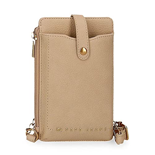 Pepe Jeans Diane Umhängetasche Handyhalter Beige 9,5x16,5 cm Kunstleder von Pepe Jeans