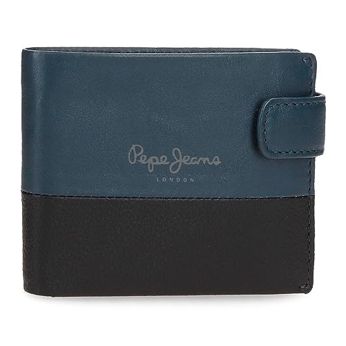 Pepe Jeans Doppelte horizontale Geldbörse mit Klickverschluss, Blau, 11 x 8,5 x 1 cm, blau, Talla única, Horizontale Brieftasche mit Klickverschluss von Pepe Jeans