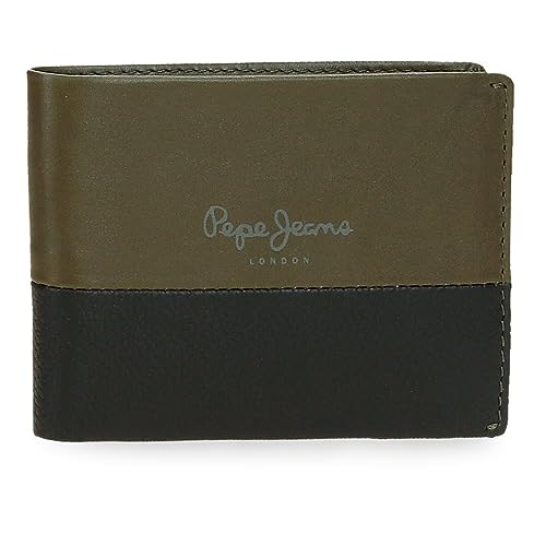 Pepe Jeans Doppelte horizontale Geldbörse mit grüner Geldbörse, 11,5 x 8 x 1 cm, Leder, grün, Talla única, Horizontale Geldbörse mit Geldbörse von Pepe Jeans