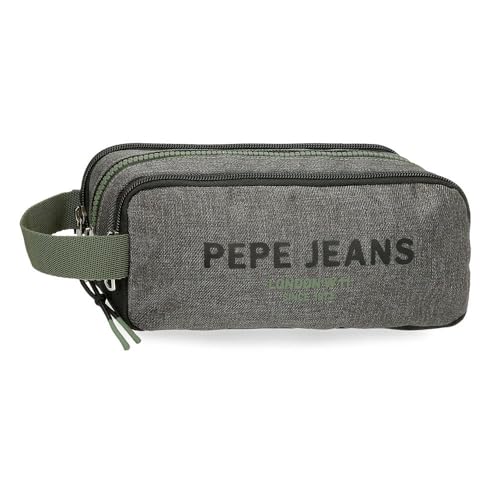 Pepe Jeans Edmon Dreifach-Federmäppchen, grau, 22 x 10 x 9 cm, Polyester, von Joumma Bags von Pepe Jeans