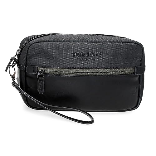 Pepe Jeans Grays Handtasche, Schwarz, 24,5 x 15 x 6 cm, Polyester, Schwarz, Talla única, handtasche von Pepe Jeans