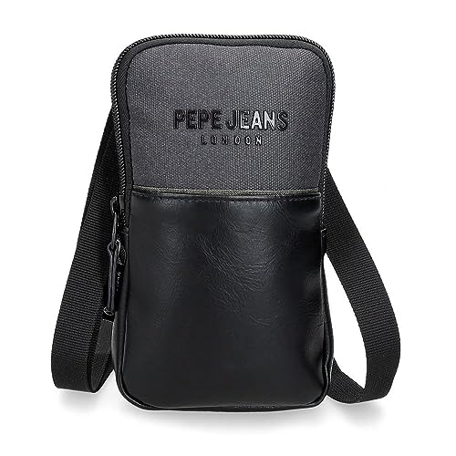 Pepe Jeans Grays Kleine Umhängetasche Schwarz 10,5 x 18 x 2 cm Polyester, Schwarz, Talla única, Kleine Umhängetasche von Pepe Jeans