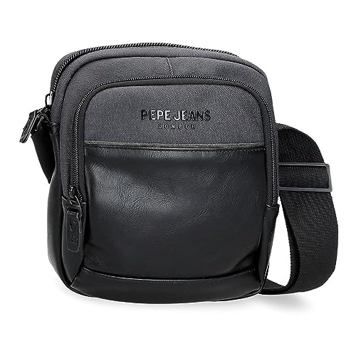 Pepe Jeans Grays Mittelgroße Tasche, Schwarz, 17 x 22 x 8 cm, Polyester, Schwarz, Talla única, Mittelgroße Umhängetasche von Pepe Jeans